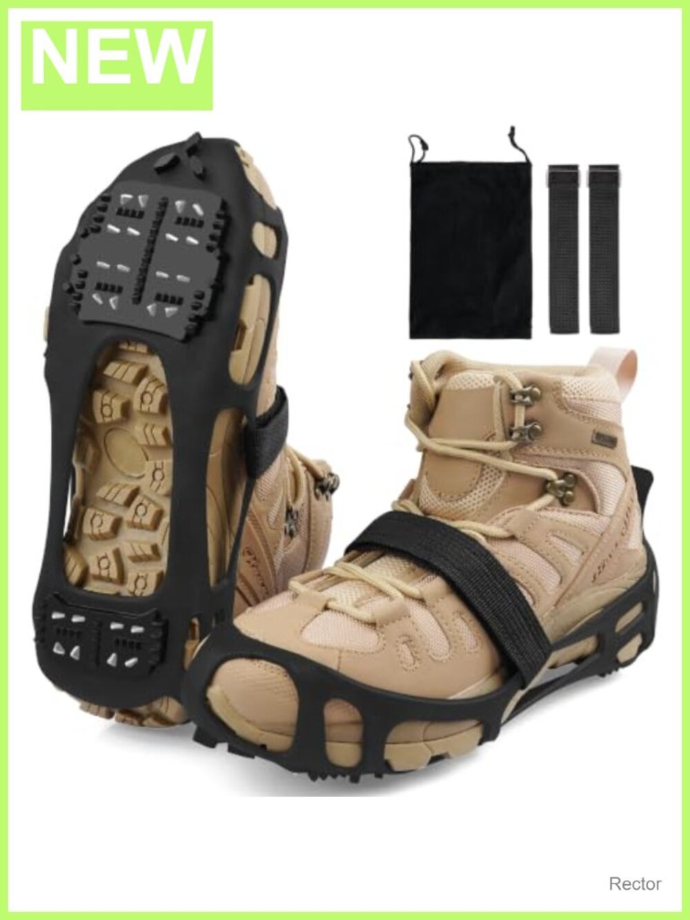 Ice Cleats Snow Traction Crampons, Durable Rubber and Stainless Steel for Boots